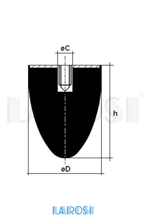 Schema Conical antivibration foot mount (F)