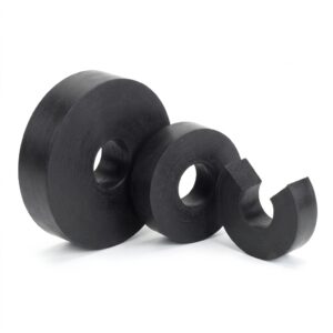 Rubber anti-vibration spacer washers with through-hole. Smooth through-hole. Fastening washers. Rubber suspension buffers