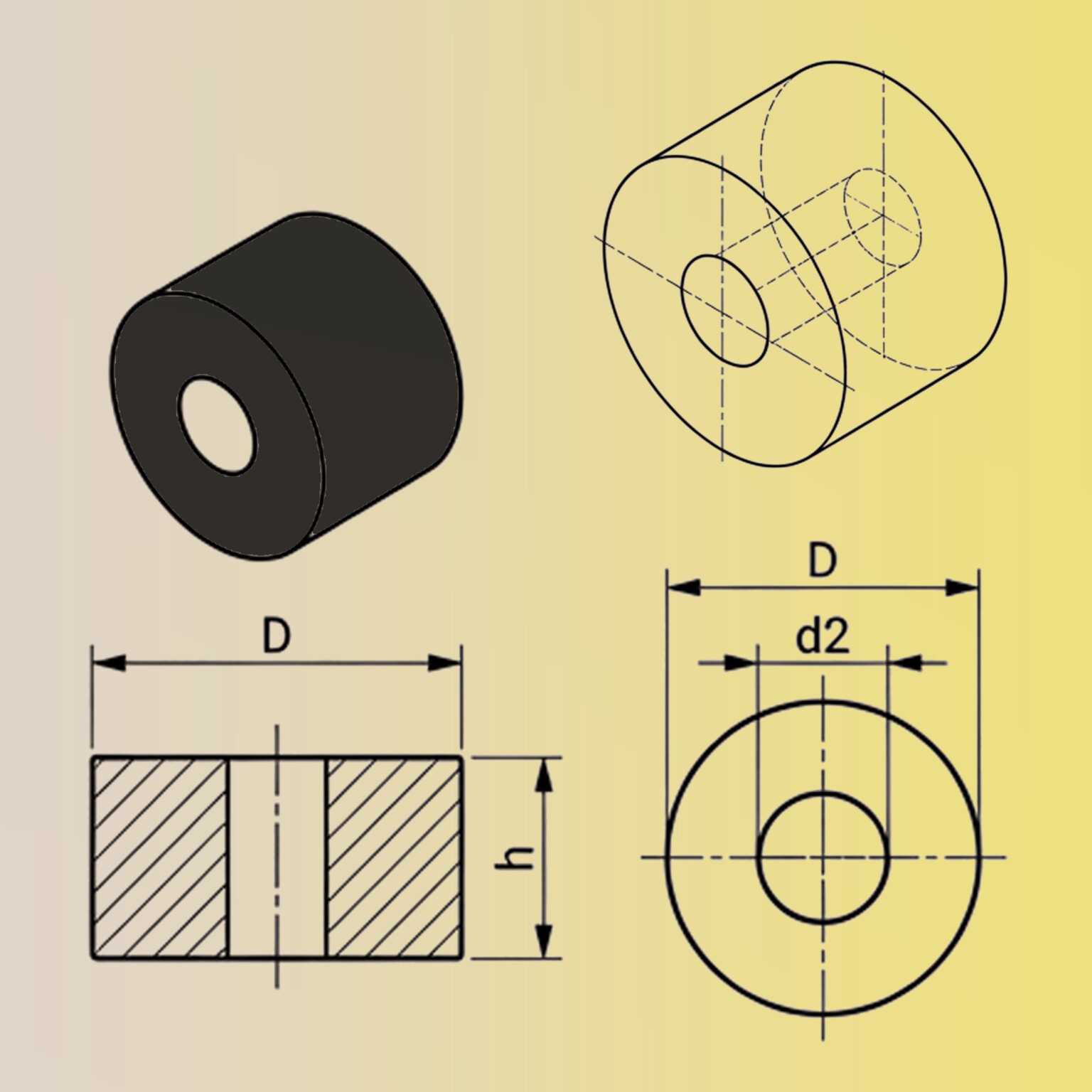 anti-vibration rubber spacer washers scheme